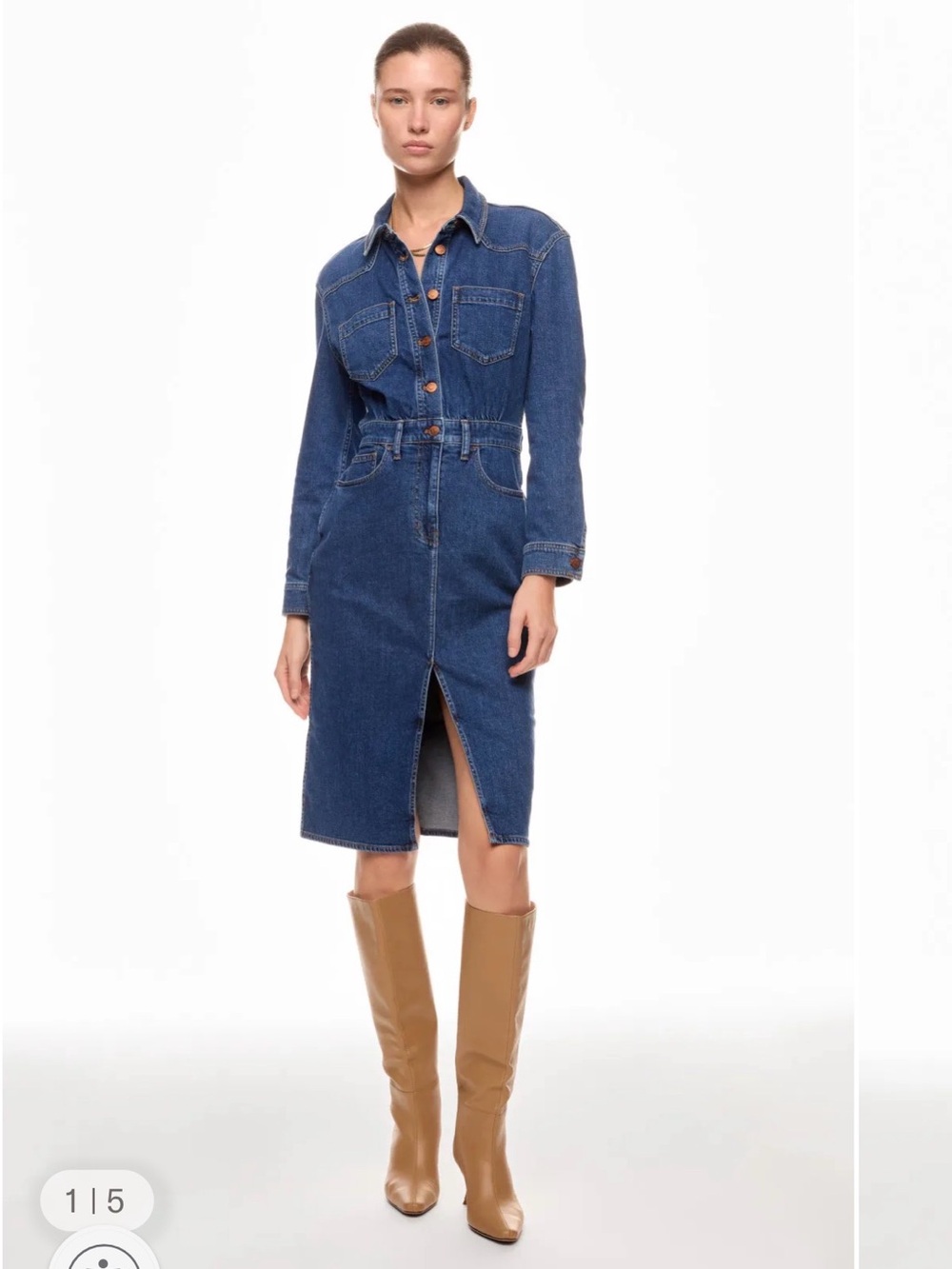 Madewell Dark Blue Denim Dress with Copper Accents